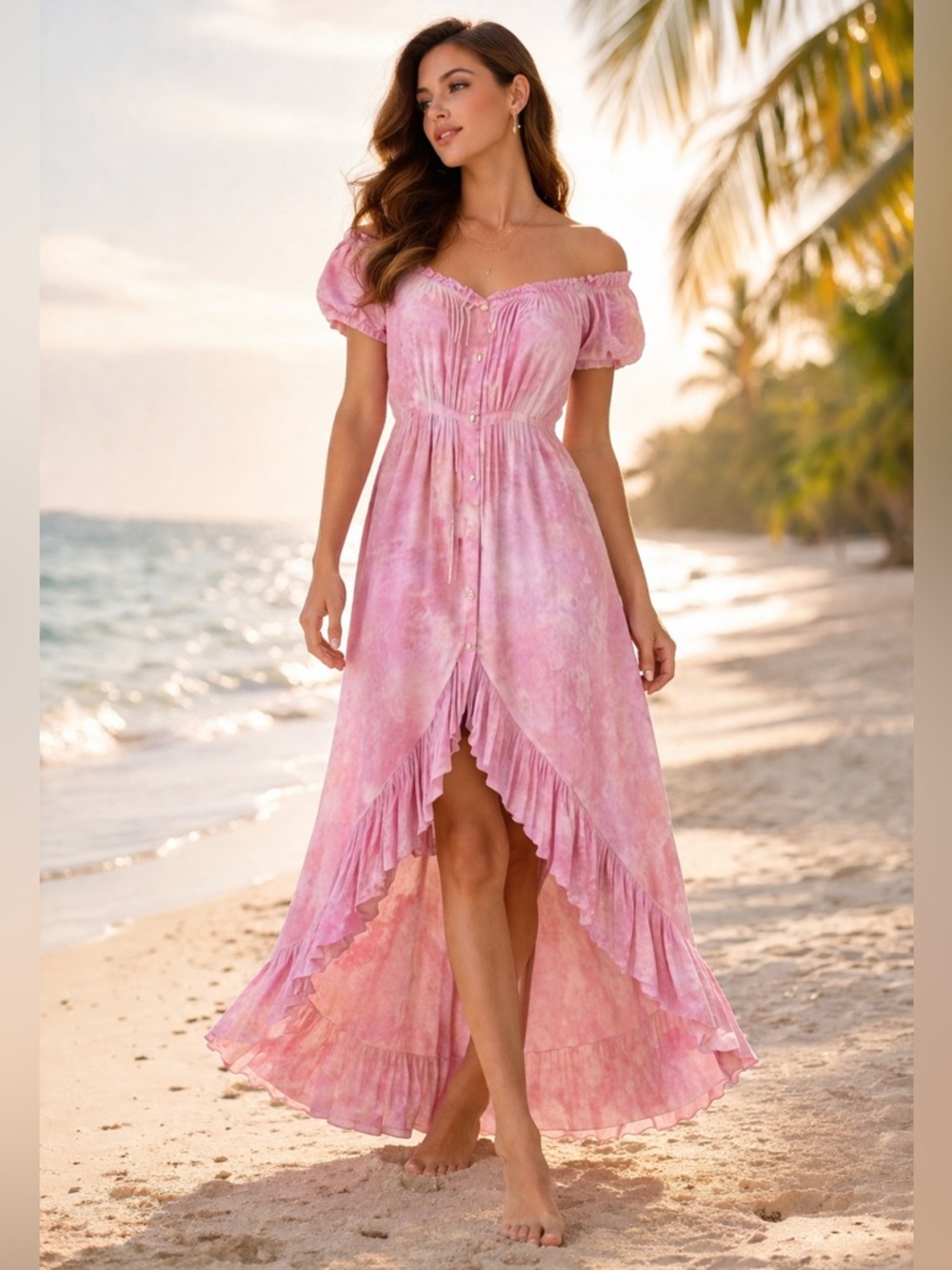 Anthropologie Tiare Hawaii Tie Dye High Low Maxi Nap Dress Boho Sz S